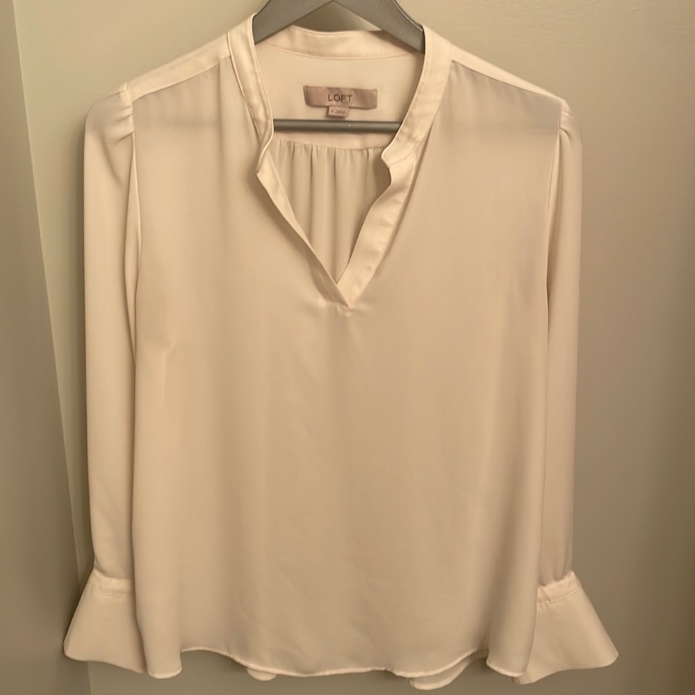 Loft cream sheer long sleeve